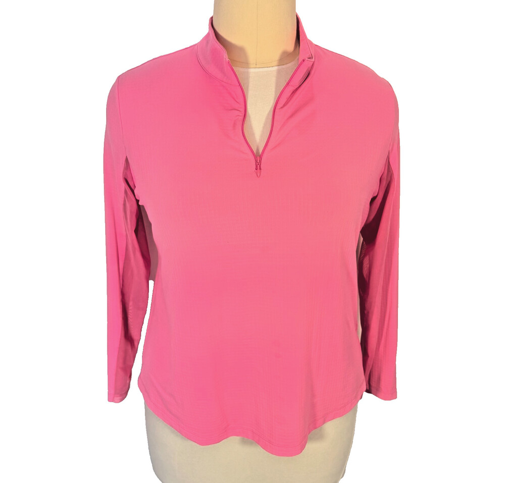 IBKUL Mock NecK 1/4 Zip Sweatshirt Women's XXL Bubblegum Pink Vented Mesh Sleeve